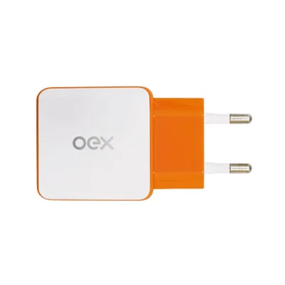 Carregador De Tomada OEX Cg201 Com Duas Entradas USB Laranja