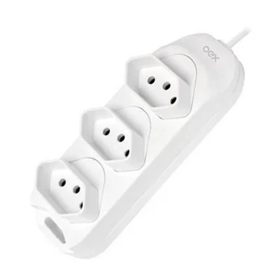 Tomada Múltipla Tm100 3 Tomadas Branco 1 Un Oex