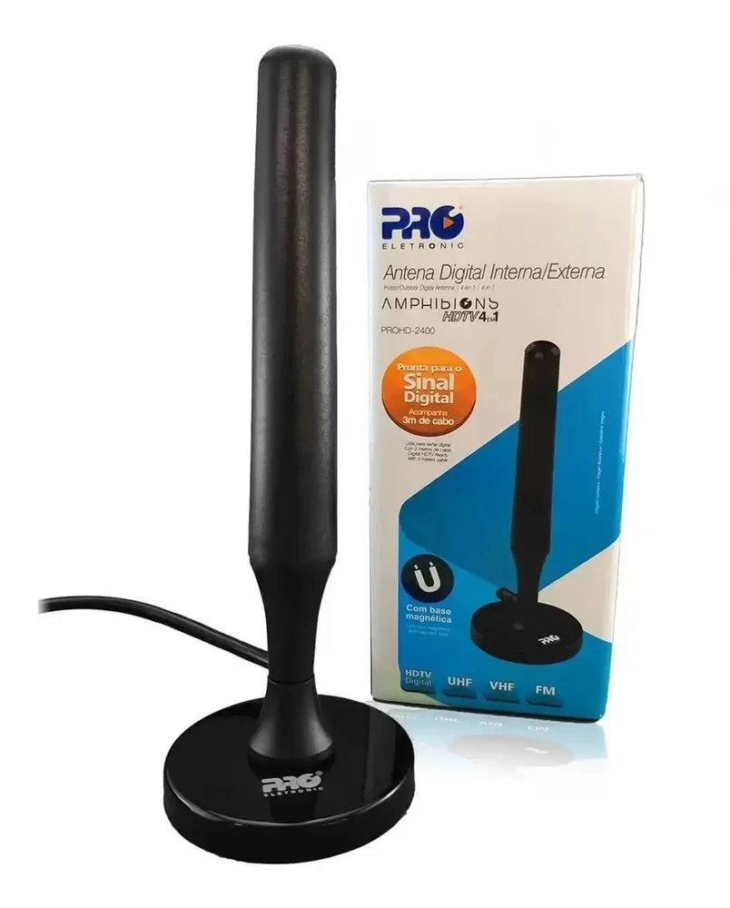 Imagem 5 de 5 do produto Antena Digital Interna E Externa Proeletronic, HDTV, UHF, VHF - PRODH-2400