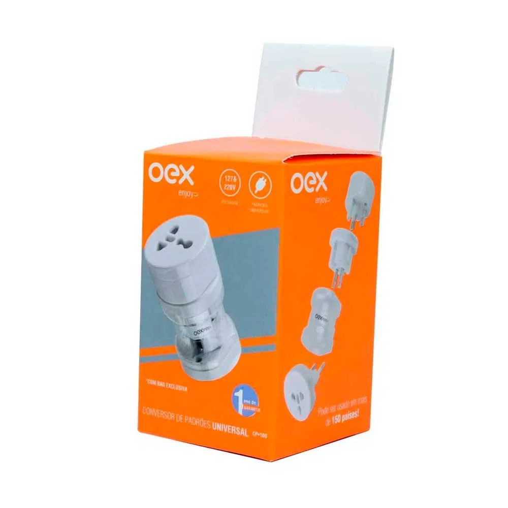 Imagem 2 de 3 do produto Conversor De Padrões De Tomada Universal Bivolt Oex Cp100 Branco