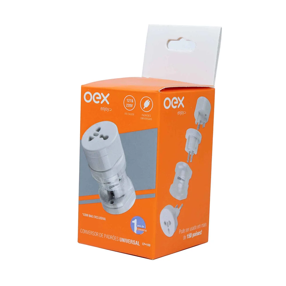 Imagem 3 de 3 do produto Conversor De Padrões De Tomada Universal Bivolt Oex Cp100 Branco