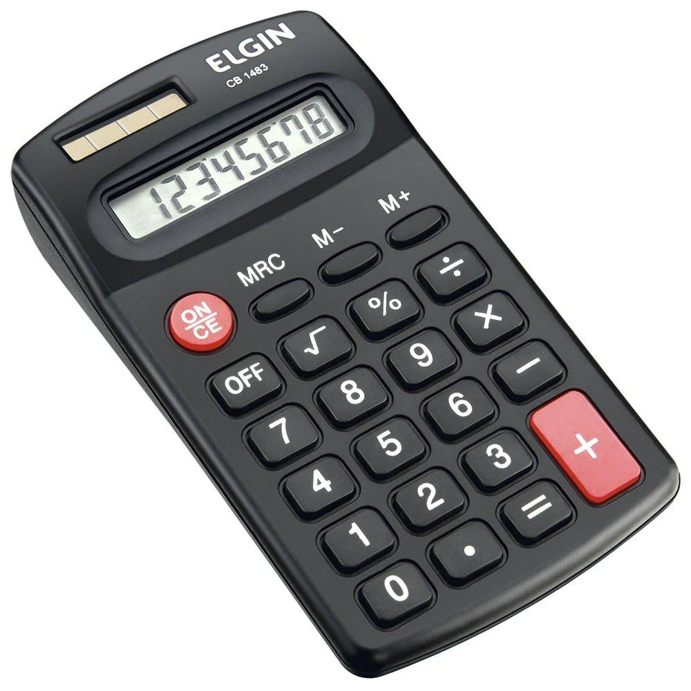 Imagem 2 de 4 do produto Calculadora De Bolso Elgin Cb-1483, Solar E Pilha, Preto - 42cb14830000