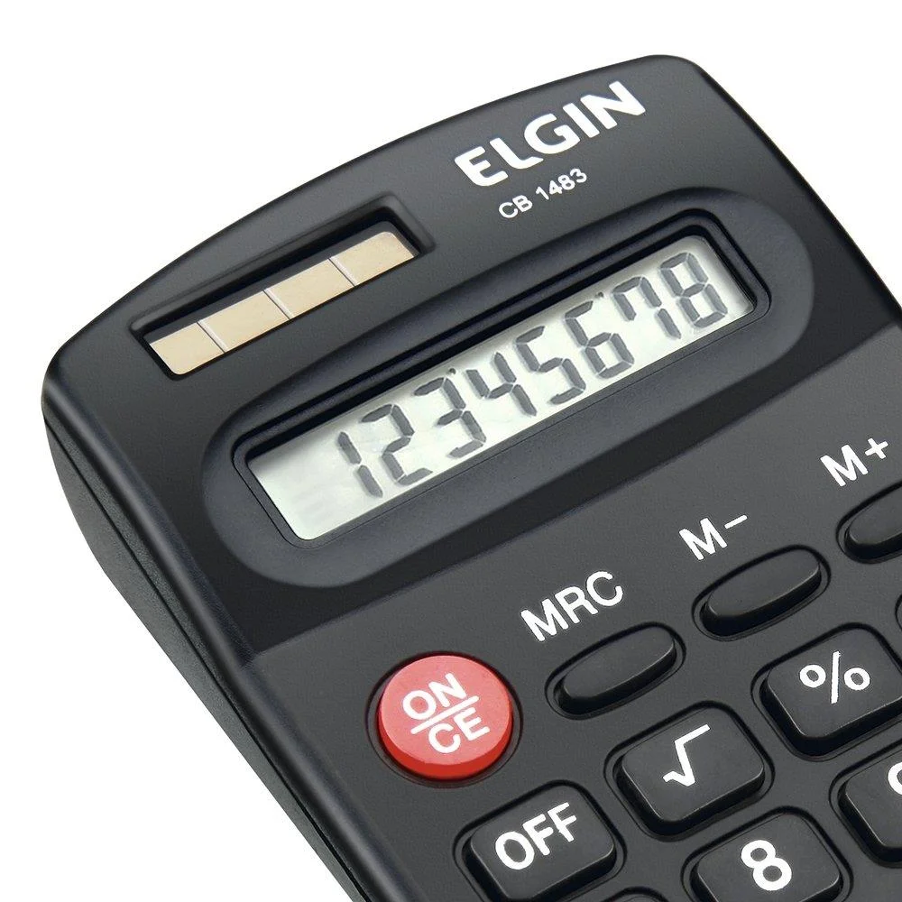 Imagem 3 de 4 do produto Calculadora De Bolso Elgin Cb-1483, Solar E Pilha, Preto - 42cb14830000