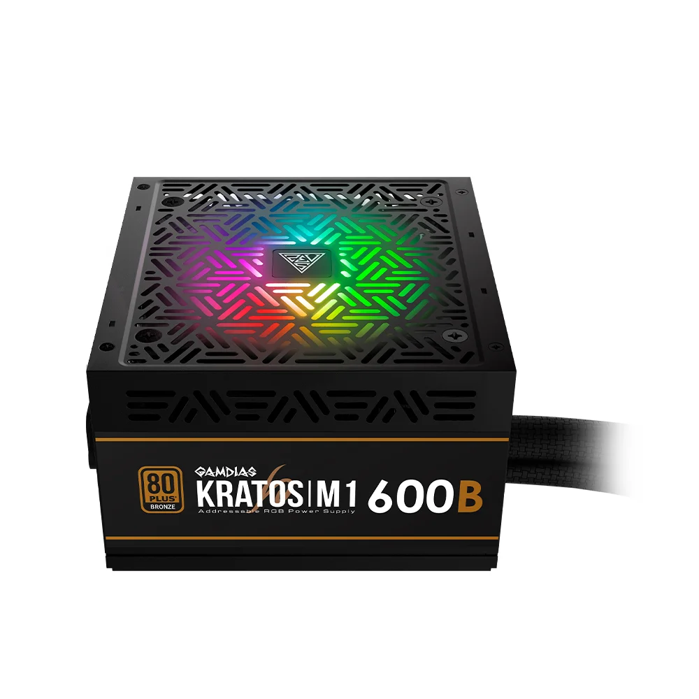 Imagem 2 de 5 do produto Fonte Gamdias Kratos M1, 600w, 80 Plus Bronze, RGB, Pfc Ativo