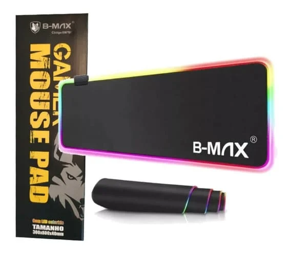 Mousepad Ergonômico Led Rgb 7 Cores Gamer Antiderrapante Usb 80x30 B-max Bm791 Mousepad Ergonômico Led Rgb 7 Cores Gamer Antiderrapante Usb 80x30 B-max Bm791