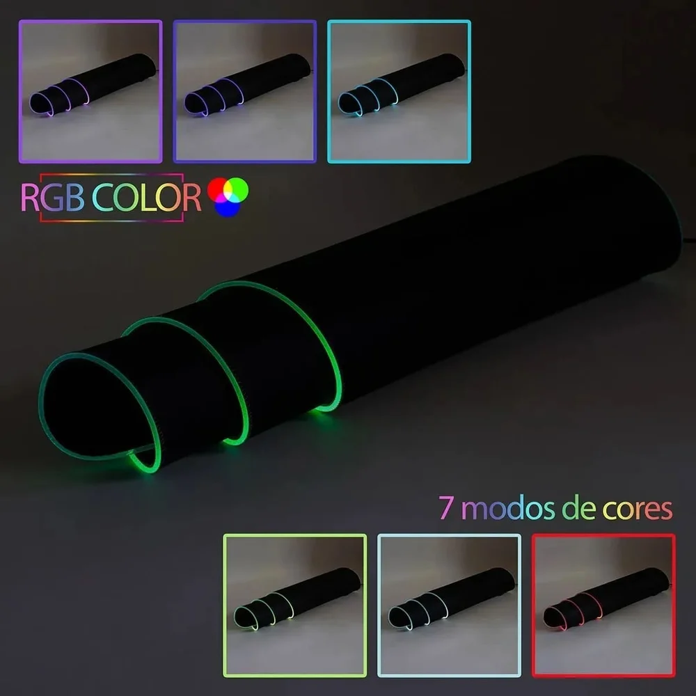 Mousepad Ergonômico Led Rgb 7 Cores Gamer Antiderrapante Usb 80x30 B-max Bm791 Mousepad Ergonômico Led Rgb 7 Cores Gamer Antiderrapante Usb 80x30 B-max Bm791