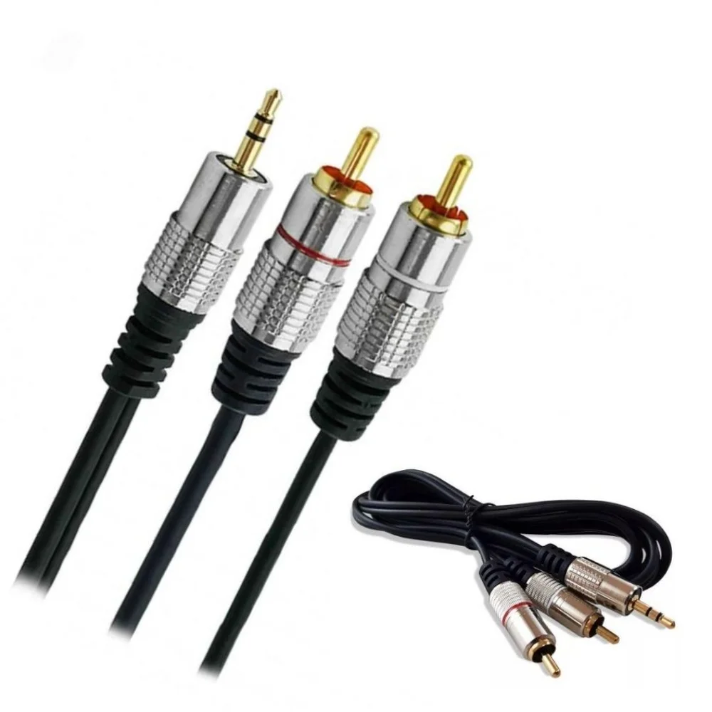 Imagem 2 de 5 do produto Cabo De Audio Chip Sce P2 2 Rca Nickel Fitz 2mts 018-0702 Preto, Santana