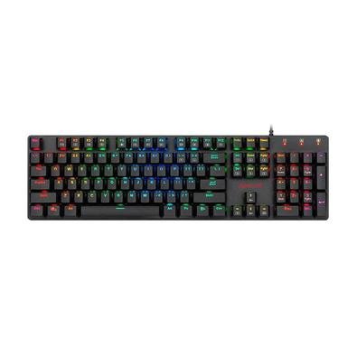 O Shrapnel da Redragon é mecânico e conta com luzes RGB, garantindo qualidade e beleza para jogar. A construção é em plástico ABS reforçado e tem um
