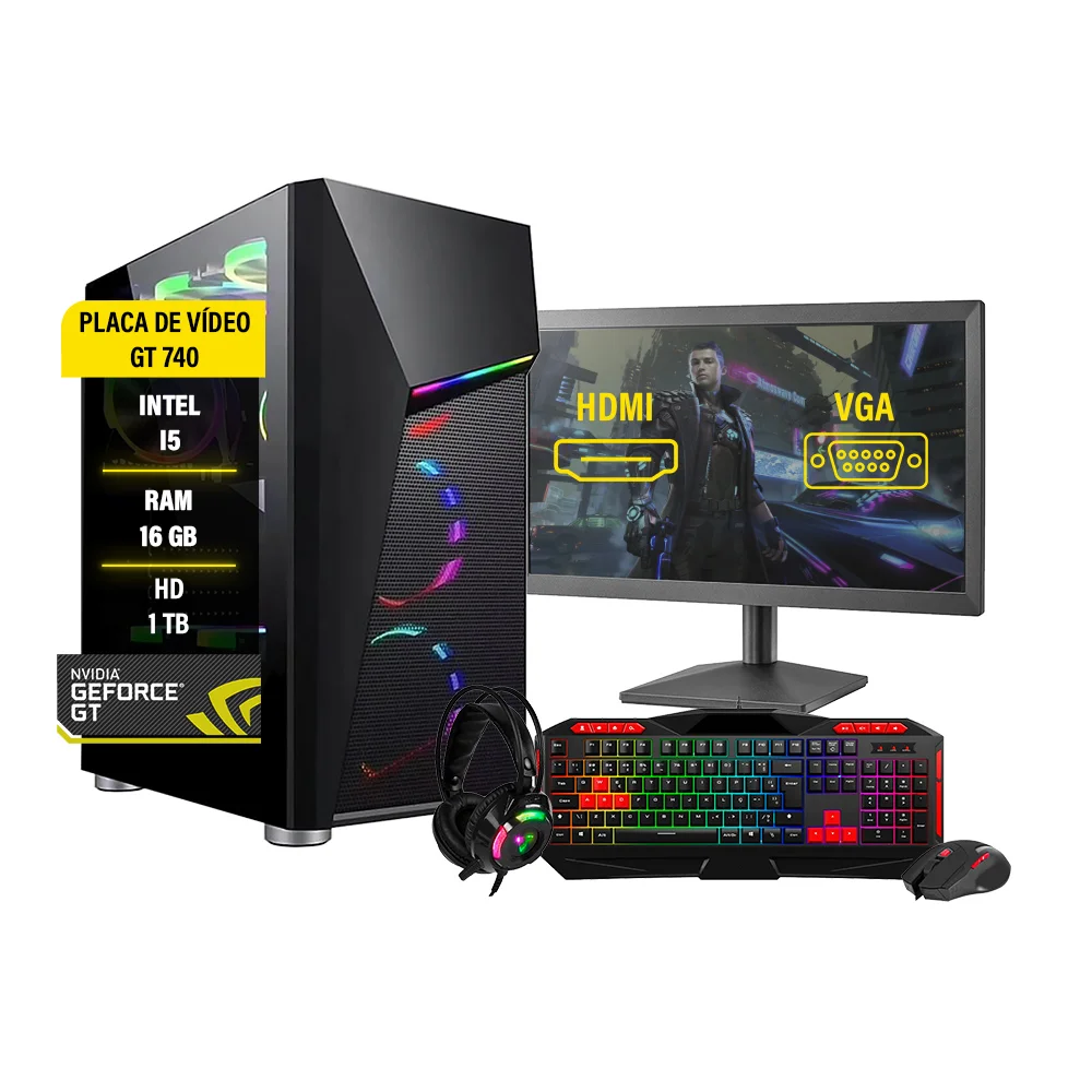 Pc Gamer Chrono, Completo I5 3° Geração, Memória 16GB, HD 1TB, GT740, 4GB