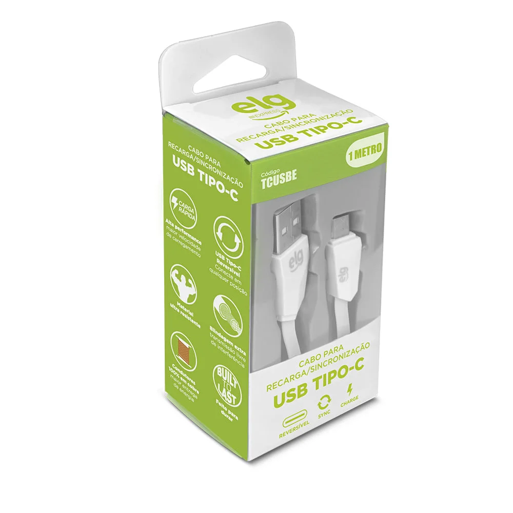 Imagem 3 de 4 do produto Cabo Usb Tipo-c Reversível Para Usb De 1,25 Metro Para Recarga E Sincronização - Tcusbe Branco