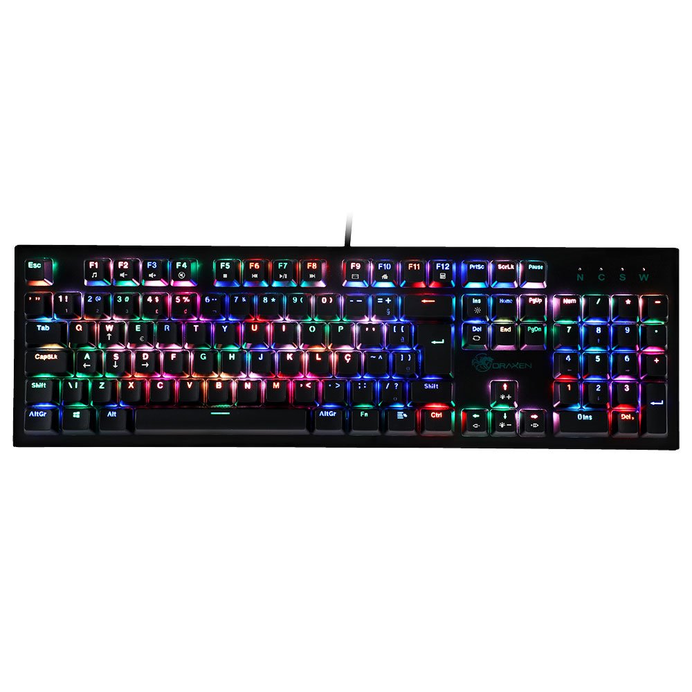 Teclado Mecânico Gamer  Draxen DN201, RGB, Switch Outemu Blue, Anti-ghosting, ABNT2