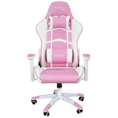 Cadeira Gamer Mx5, Giratoria, até150kg , Branco e Rosa - Mymax