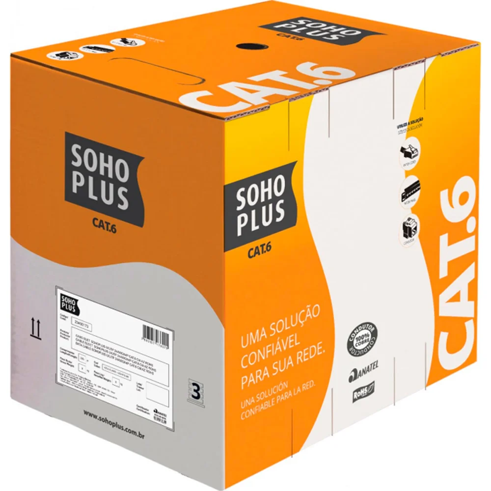 Imagem 5 de 5 do produto Cabo de Rede Furukawa Sohoplus CAT.6, Azul U/UTP 24AWGX4P 305 Metros, 23400174