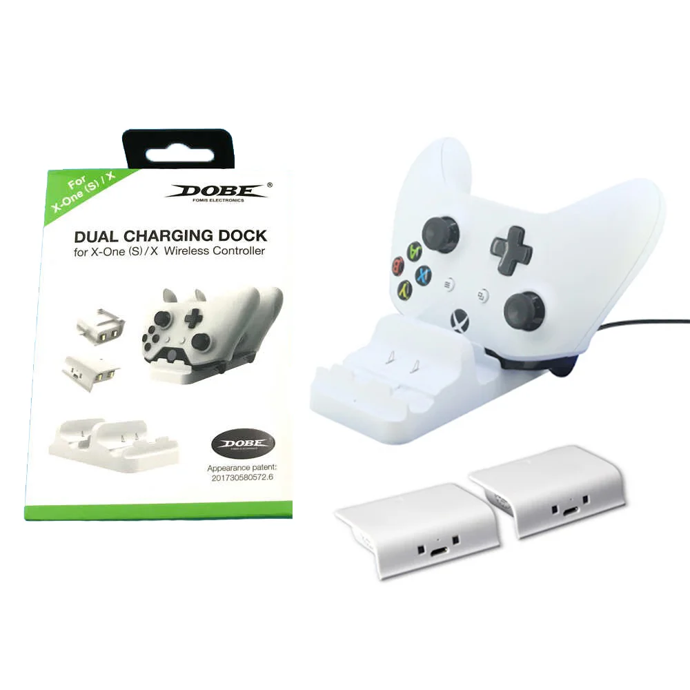 Imagem 3 de 5 do produto Base Carregadora Dobe, Para Controle Xbox One, 2 Baterias, Branco