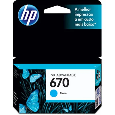 Cartucho de Tinta HP Ciano 670, Original - CZ114AB