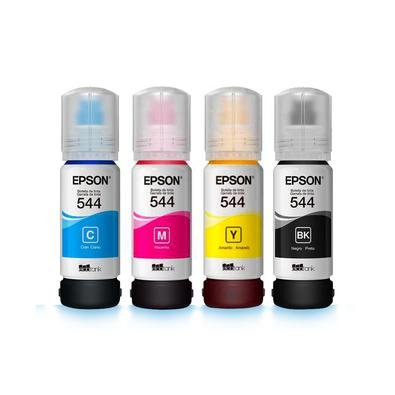 Kit Refil De Tinta Original Epson T544 Amarelo, Ciano, Magenta E Preto