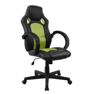Cadeira Presidente Gamer Pelegrin, Até 120KG, Couro Pu, Mecanismo Relax, Preta e Verde - PEL-3002