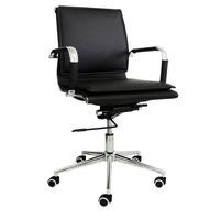 Cadeira Diretor, Pelegrin Em Couro, Pu Pel-8003l,Preta. Design Charles Eames.