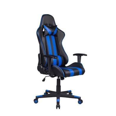 Cadeira Gamer Pelegrin Em Couro Pu, Reclinável, Preta E Azul - Pel-3013