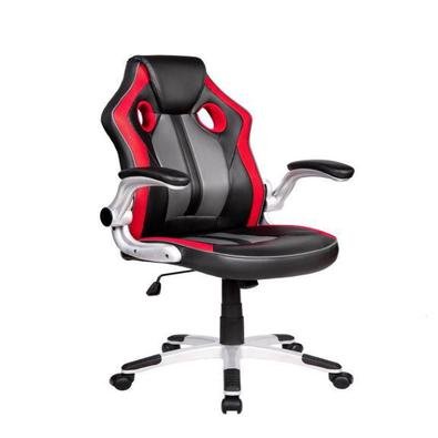Cadeira Gamer Pelegrin, Couro Pu Preta, Vermelha E Cinza - PEL-3009