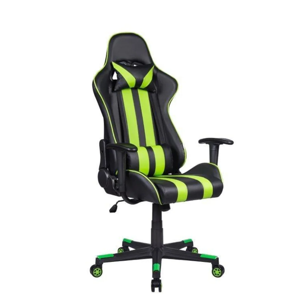 Cadeira Gamer Pelegrin, Até 150Kg, Reclinável, com Almofada, Em Couro Pu, Preta e Verde - Pel-3013 Cadeira Gamer Pelegrin, Até 150Kg, Reclinável, com Almofada, Em Couro Pu, Preta e Verde - Pel-3013