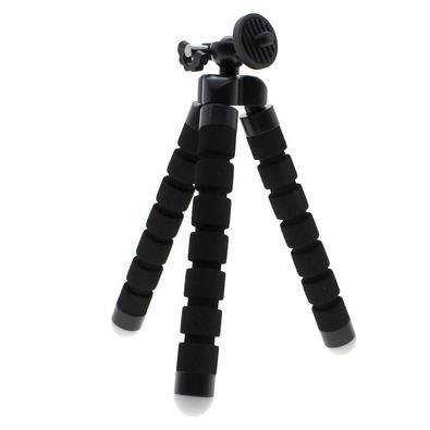 Mini Tripé Octopus Preto + Adaptador Para Dslr, Gopro E Similares