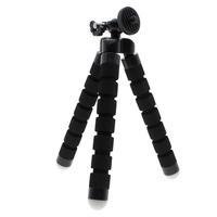 Mini Tripé Octopus Preto + Adaptador Para Dslr, Gopro E Similares