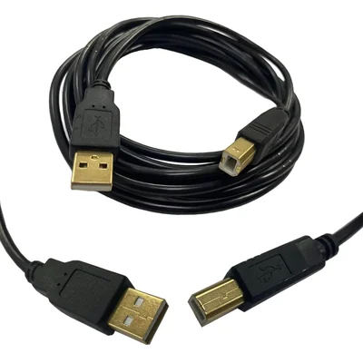 Cabo Usb 2.0 A macho X B macho Impressora 3 Metros Plugs Ouro Preto