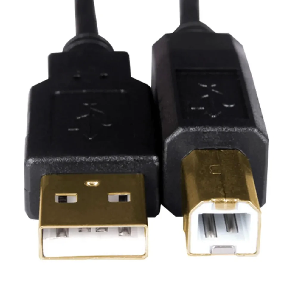 Imagem 5 de 5 do produto Cabo Usb 2.0 A macho X B macho Impressora 3 Metros Plugs Ouro Preto