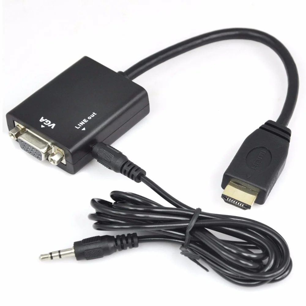 Imagem 2 de 5 do produto Cabo Conversor HDMI Para Vga + Audio Cabo P2 E Usb Preto