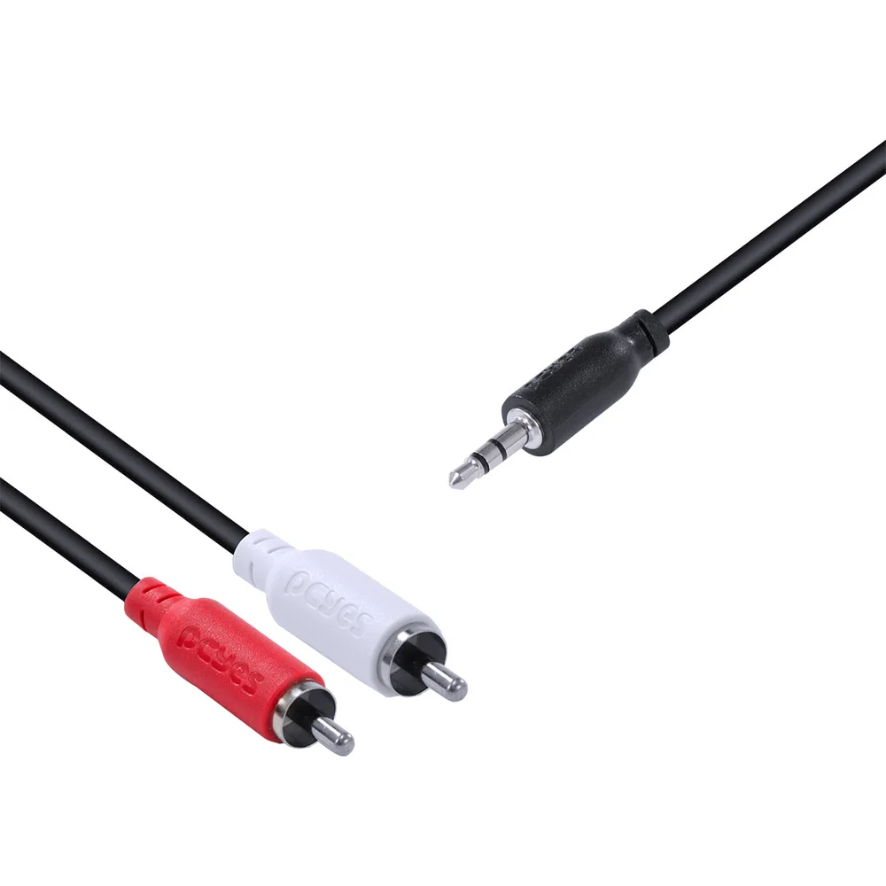 Imagem 3 de 5 do produto Cabo De Áudio 2 Rca Macho Para P2 3.5mm Macho 28awg Puro Cobre 1 Metro - P2r35-1