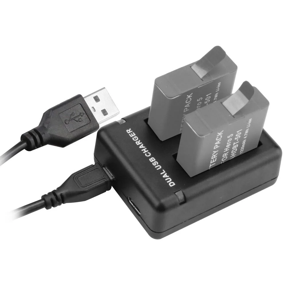 Carregador Duplo Para Gopro 5, 6, 7 E 8 Black