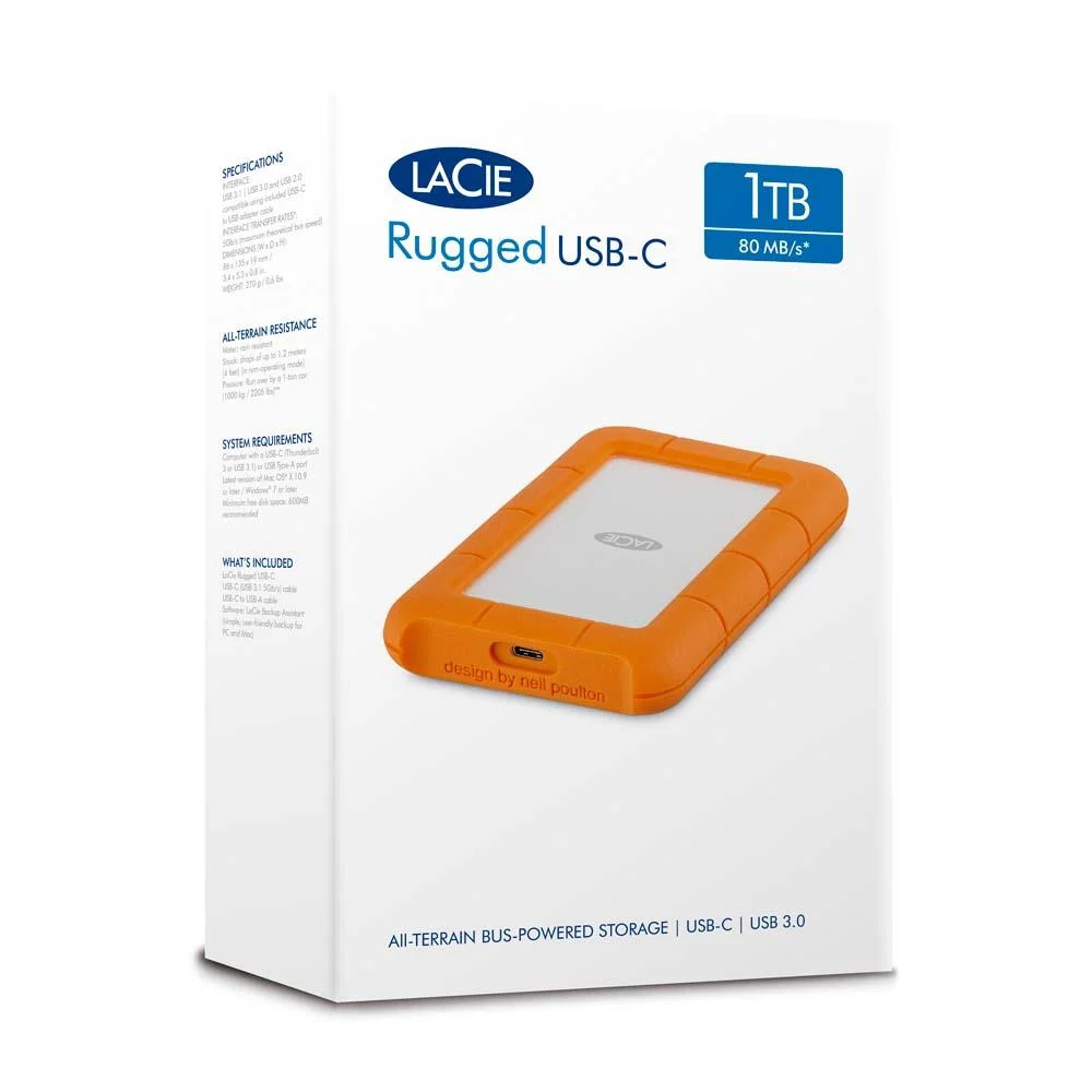 HD Externo Lacie 1TB Rugged Portátil USBC KaBuM HD Externo Lacie 1TB Rugged Portátil USBC KaBuM