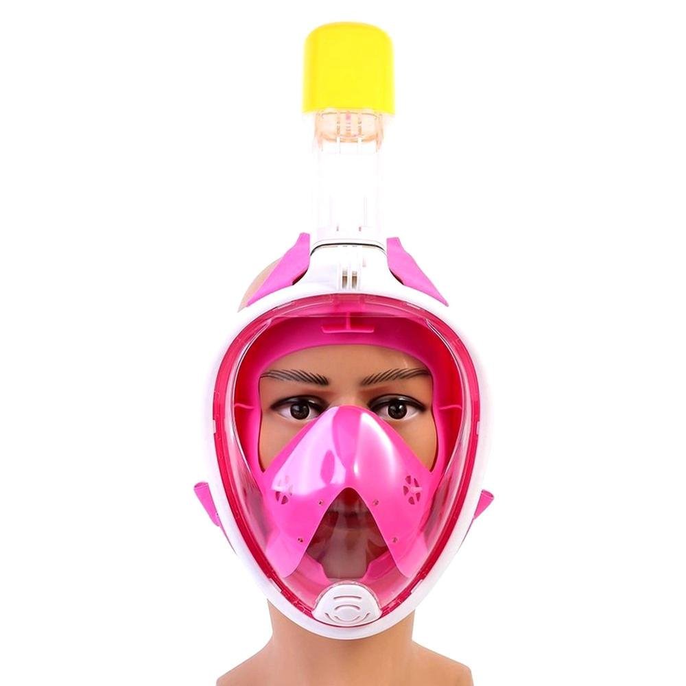 Máscara De Mergulho Snorkel Rosa Com Adaptador Para Gopro - S/m