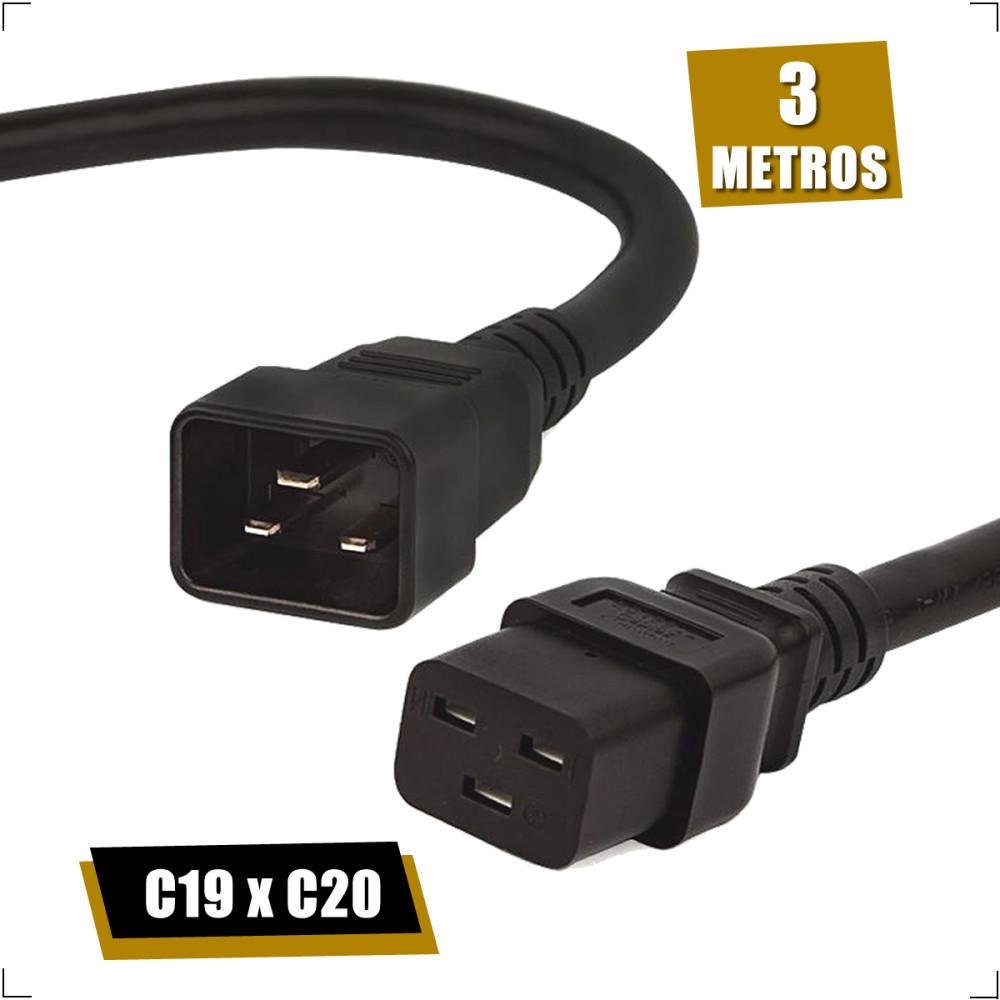 Imagem 3 de 5 do produto Cabo De Força Extensão C 19 Fêmea X C 20 Macho De 3 Metros
