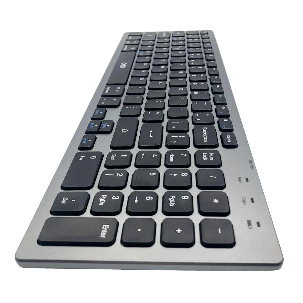 Imagem 3 de 5 do produto Teclado Sem Fio Oex Tc504, Bluetooth, ABNT2, Prime, Preto Com Prata
