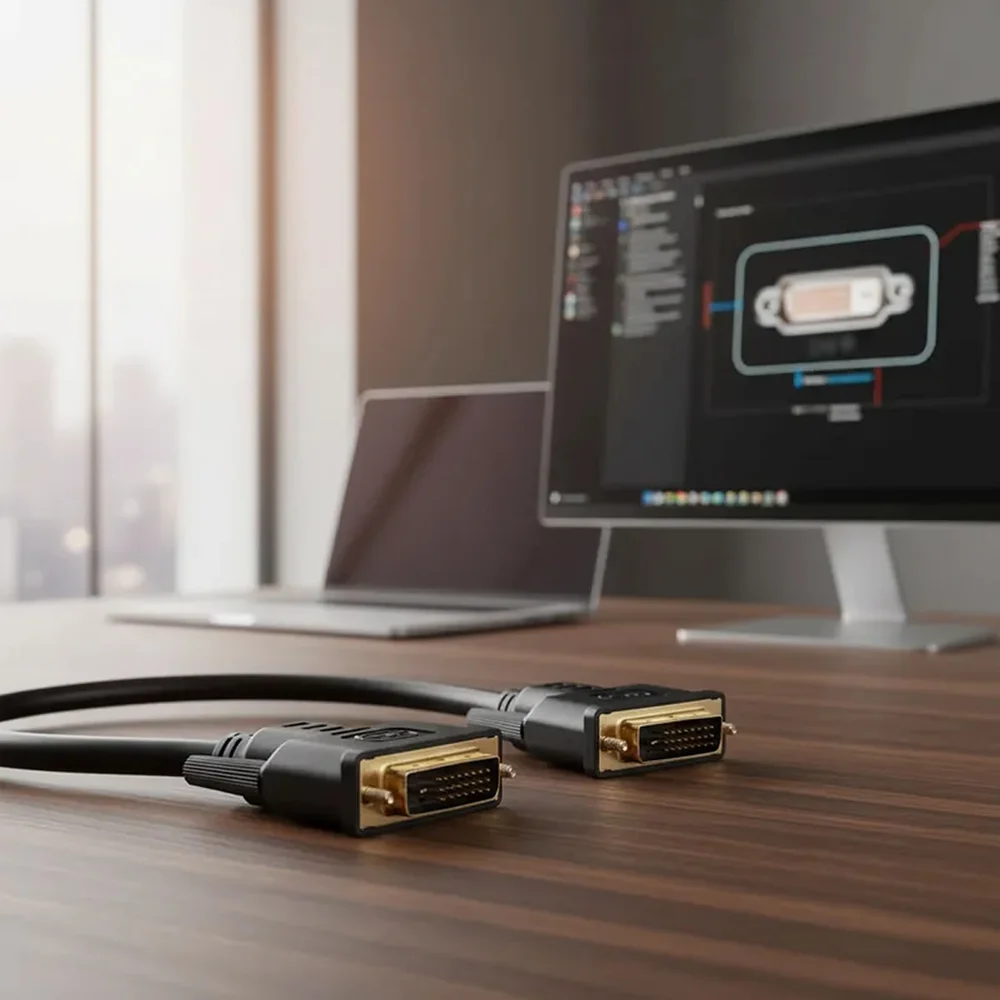 Imagem 2 de 5 do produto Cabo Dvi M X Dvi M 24+1 144Hz Conectores Ouro De 2 Metros