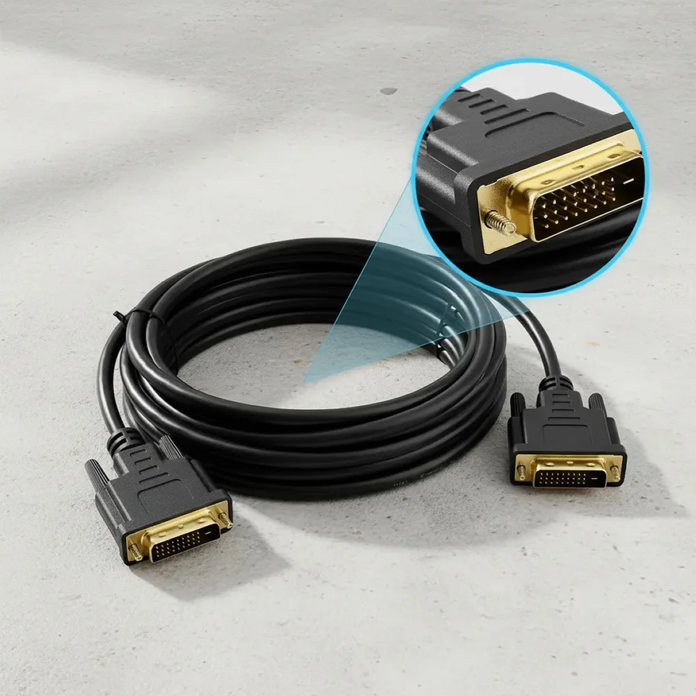 Imagem 5 de 5 do produto Cabo Dvi M X Dvi M 24+1 144Hz Conectores Ouro De 2 Metros