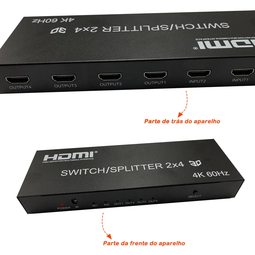 Imagem 4 de 5 do produto Matrix HDMI 2 X 4 Splitter E Switcher Ultra Hd 3d Wincabos