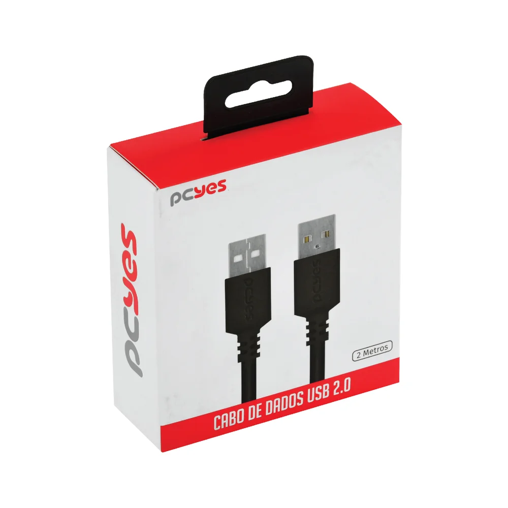 Imagem 2 de 4 do produto Cabo De Dados Usb A 2.0 Macho Para Usb A 2.0 Macho 28awg Puro Cobre 2 Metros - Puam2-2
