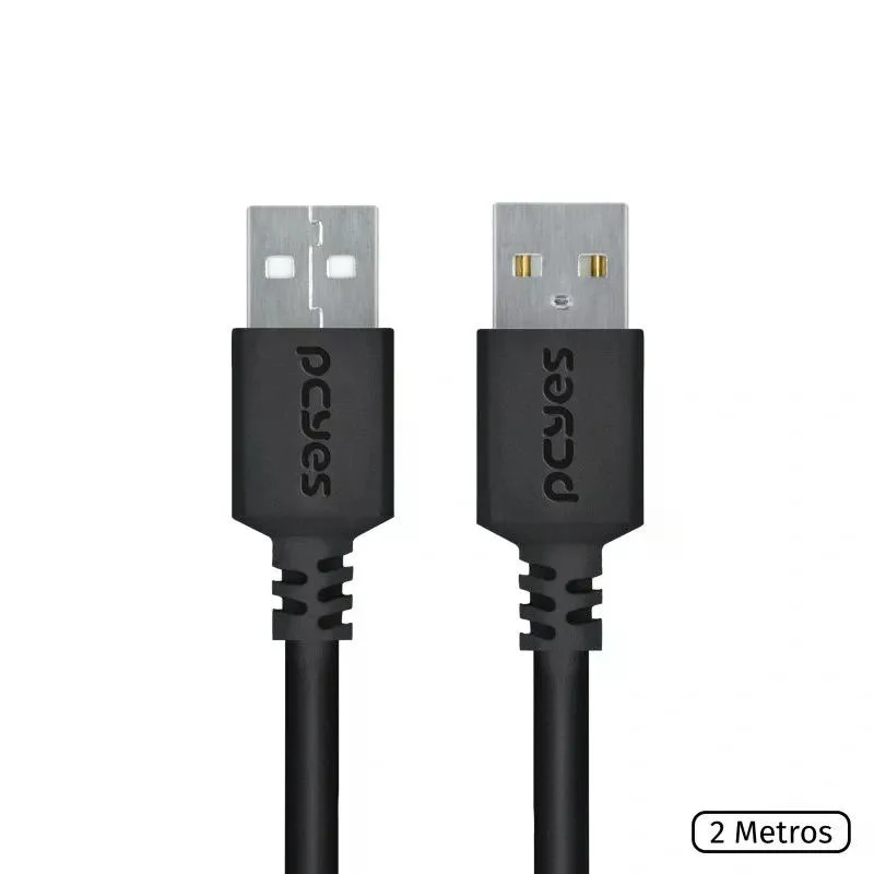 Imagem 3 de 4 do produto Cabo De Dados Usb A 2.0 Macho Para Usb A 2.0 Macho 28awg Puro Cobre 2 Metros - Puam2-2