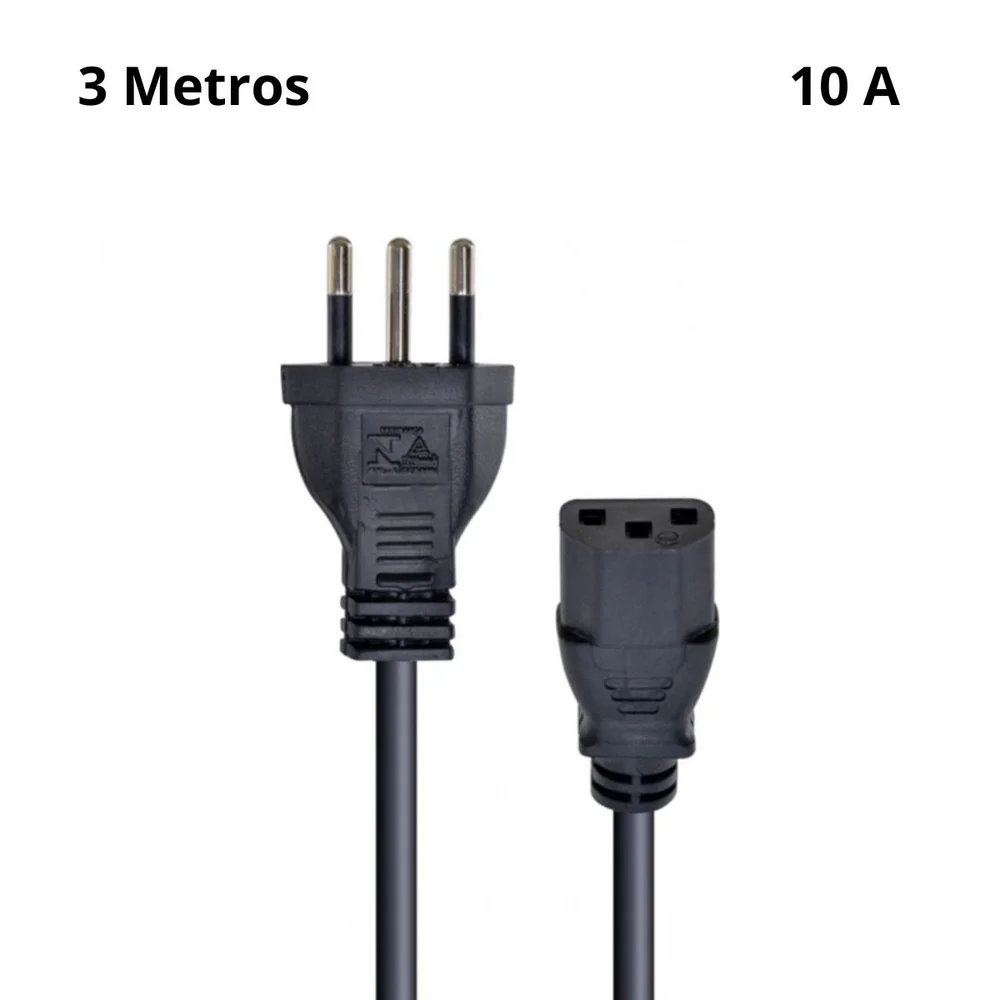 Imagem 2 de 4 do produto Cabo De Forca TriPolegadasar Para Fonte 3x0,50 Mm 250v 10a - 3 Metros