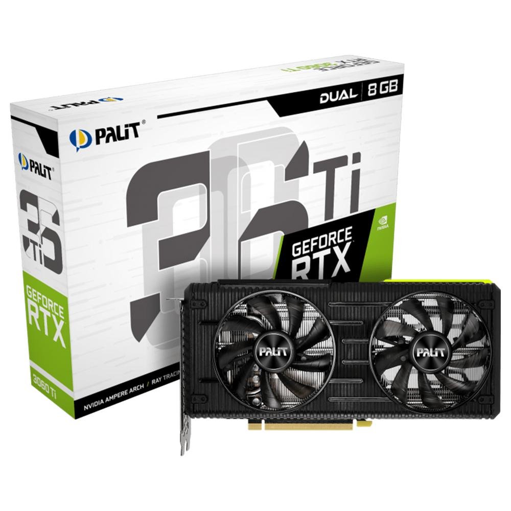 Placa De Vídeo, Palit, Geforce, Rtx 3060 Ti Dual, 8gb, Gddr6, Ne6306t019p2-190ad