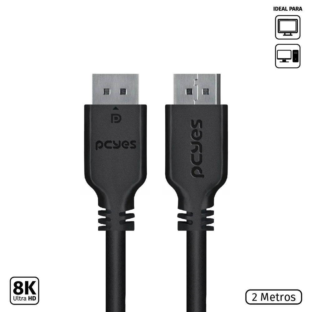 Imagem 2 de 5 do produto Cabo DisplayPort Macho Para DisplayPort Macho Pcyes, 2M, V1.2 - PDPM-2