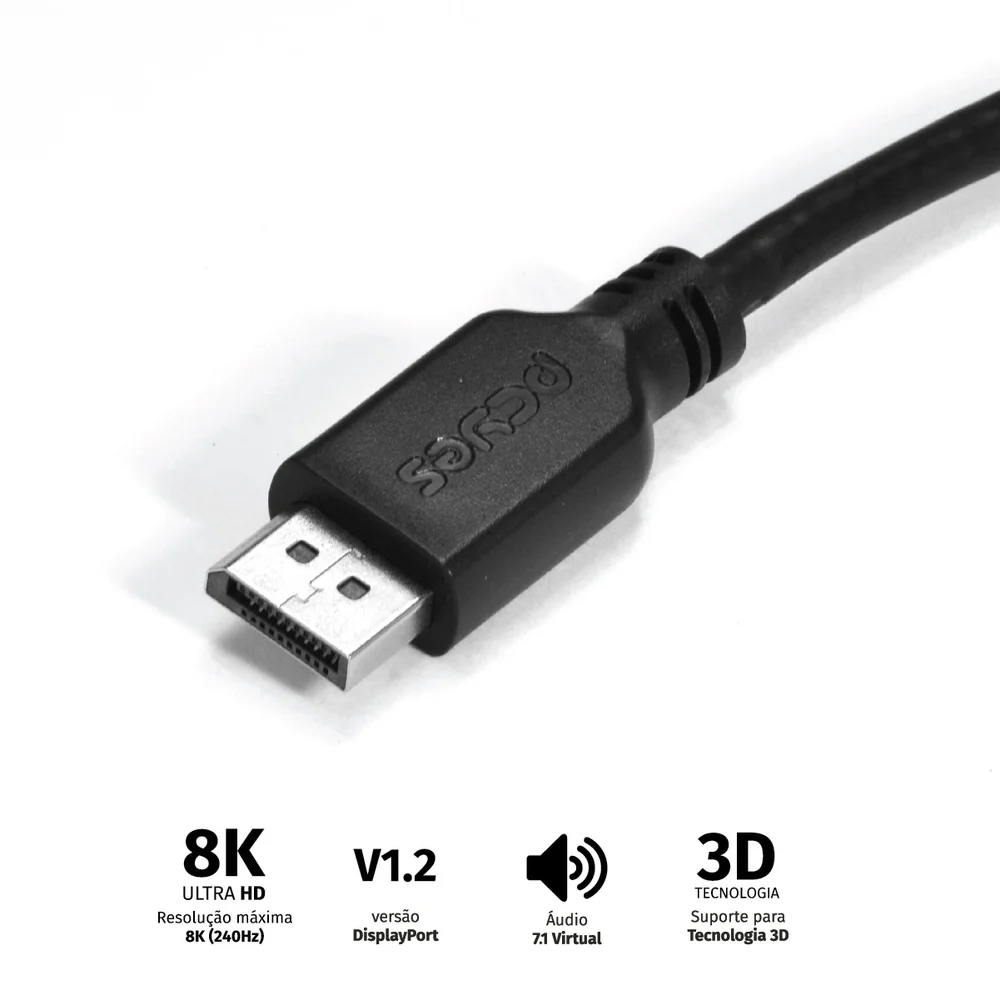 Imagem 4 de 5 do produto Cabo DisplayPort Macho Para DisplayPort Macho Pcyes, 2M, V1.2 - PDPM-2