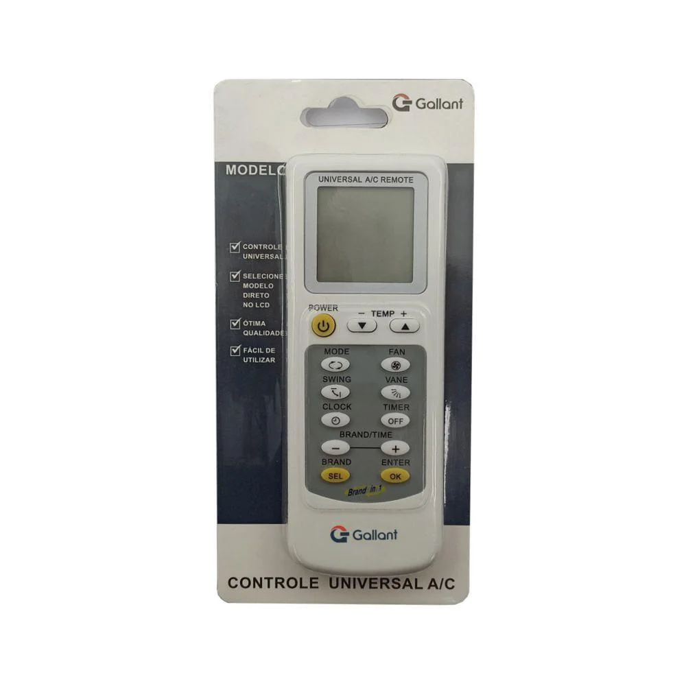Imagem 4 de 4 do produto Controle Remoto Gallant Universal, Para Ar Condicionado, Branco