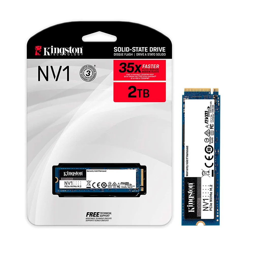 内蔵型SSD Kingston NVMe 2TB SSD Kingston NV2, M.2 2280 PCIe, NVMe, Leitura: 3500 MB/s e