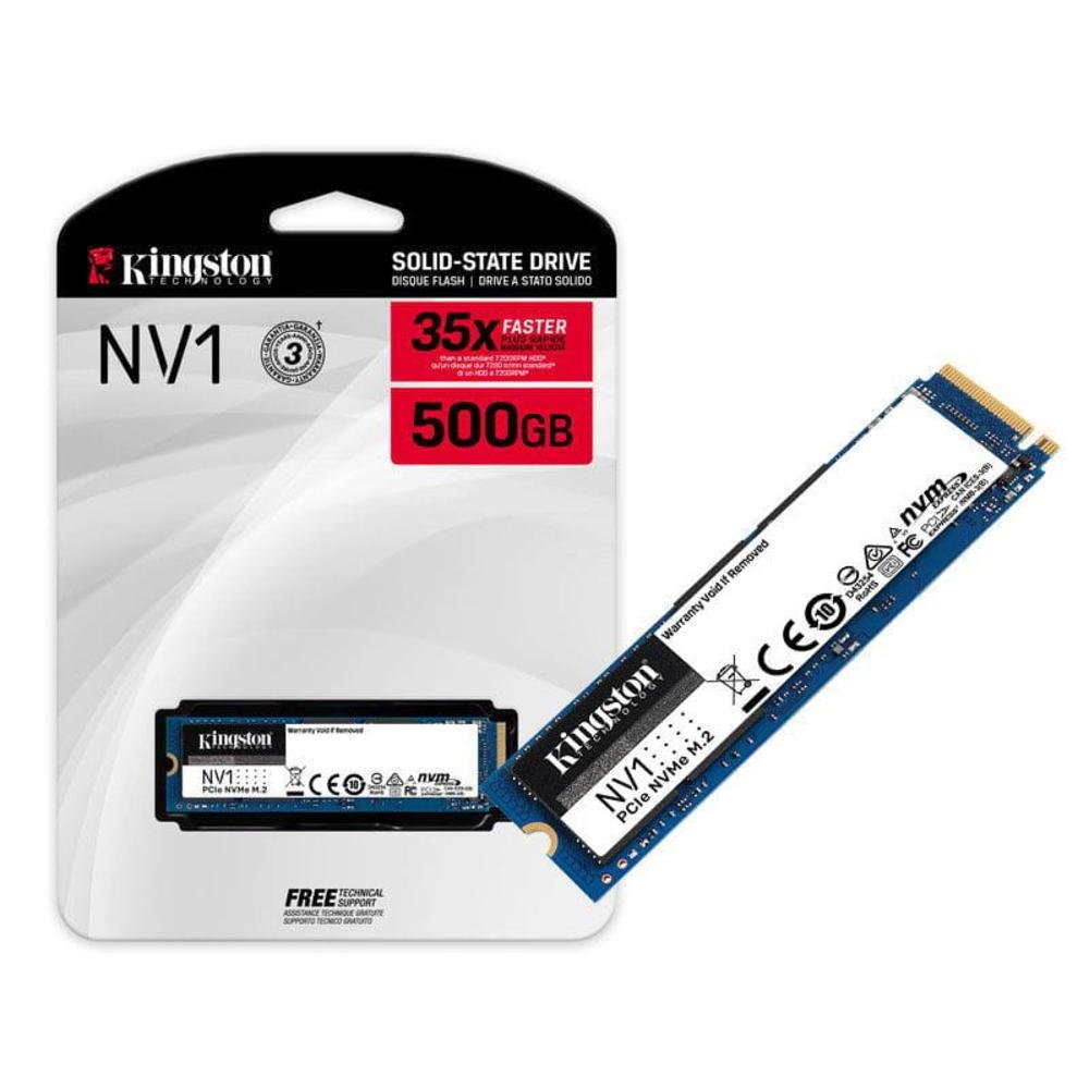 Imagem 2 de 4 do produto SSD Kingston M.2 2280 500GB, PCIe NVMe, Leitura: 2100MBs, Gravação: 1700MBs - Snvs/500g