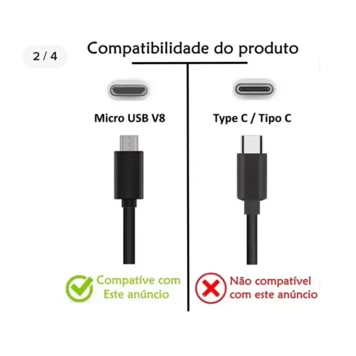 Imagem 4 de 5 do produto Cabo USB A Macho Para USB V8 Lelong LE-1024 1 Metro Preto