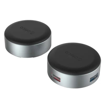 Hub De Aluminio - 4 Portas Usb 3.0 Com Função De Apoio - Ans1 - Orico - Prata